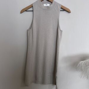 Allude 100% Cashmere Sleeveless High Neck Tank Top Gray Taupe Size M